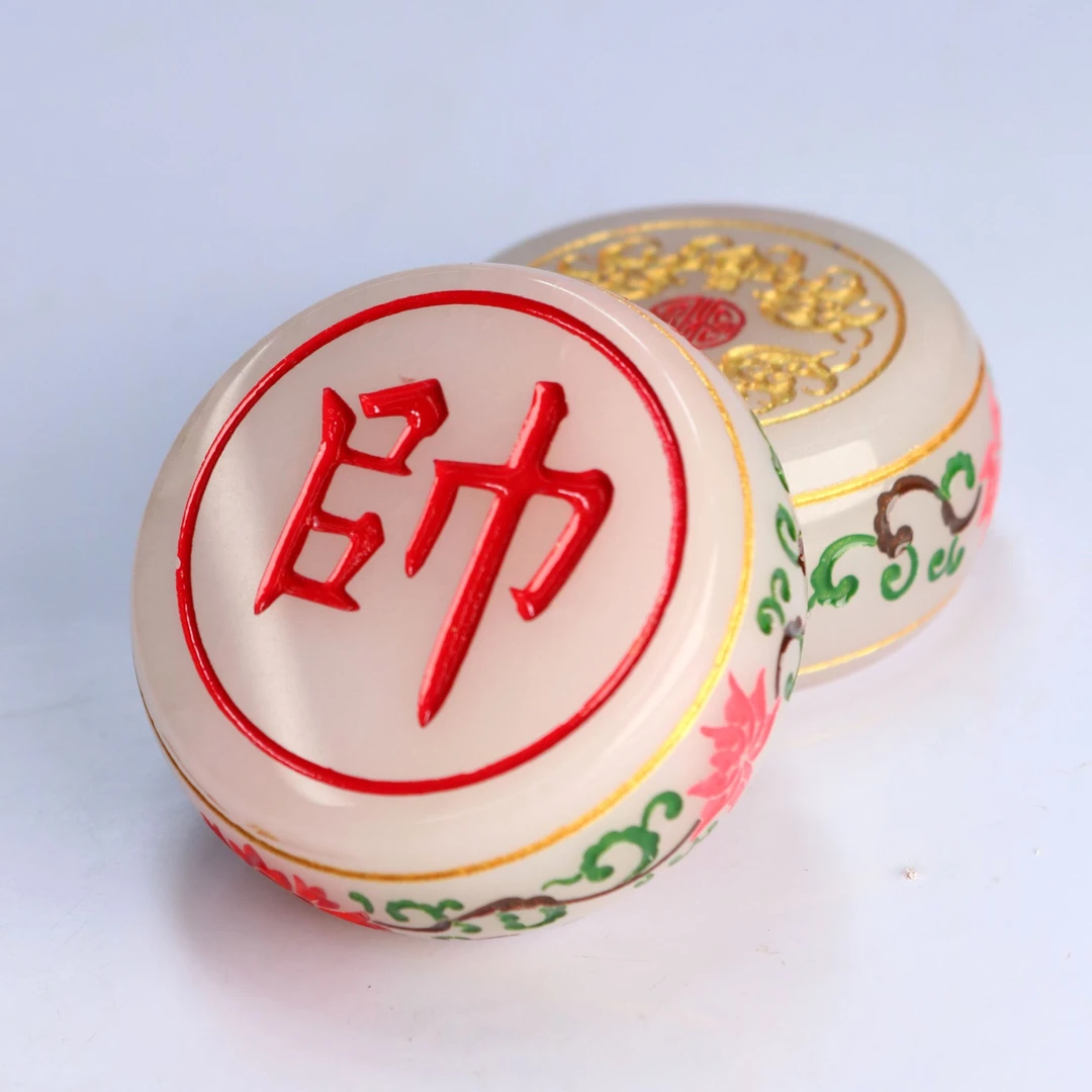 天山玉雕花复古象棋48x22