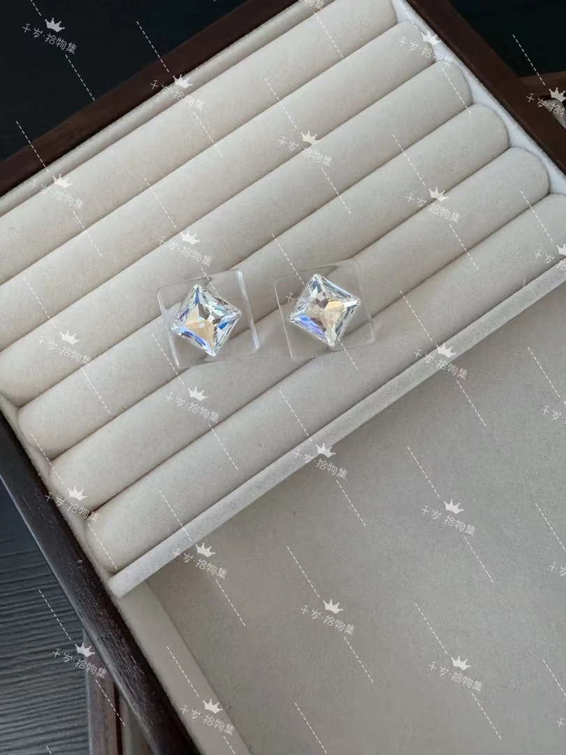 非金属树脂耳饰 方糖款透明耳环（138）