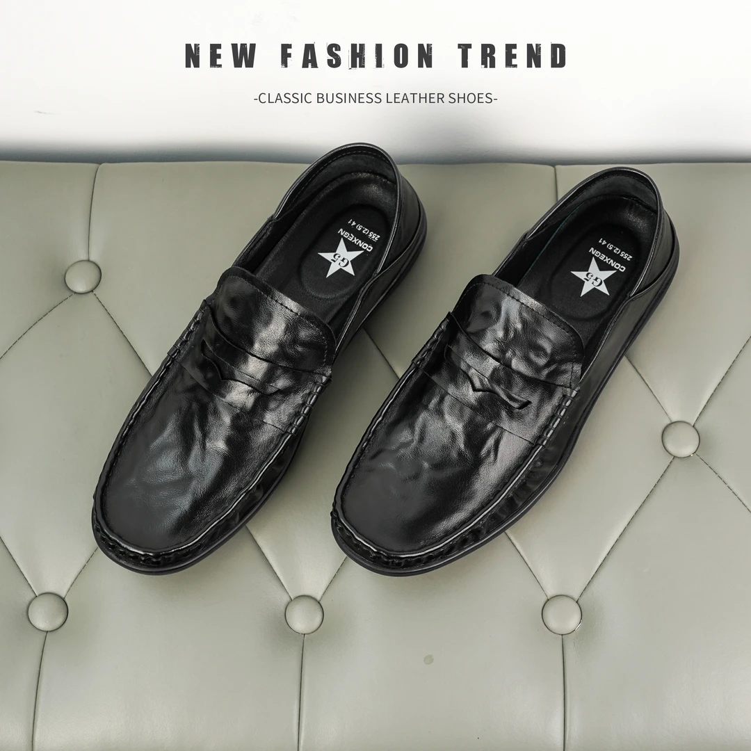 男士夏季休闲透气纯色素面一脚蹬豆豆鞋商务舒适百搭男鞋85302