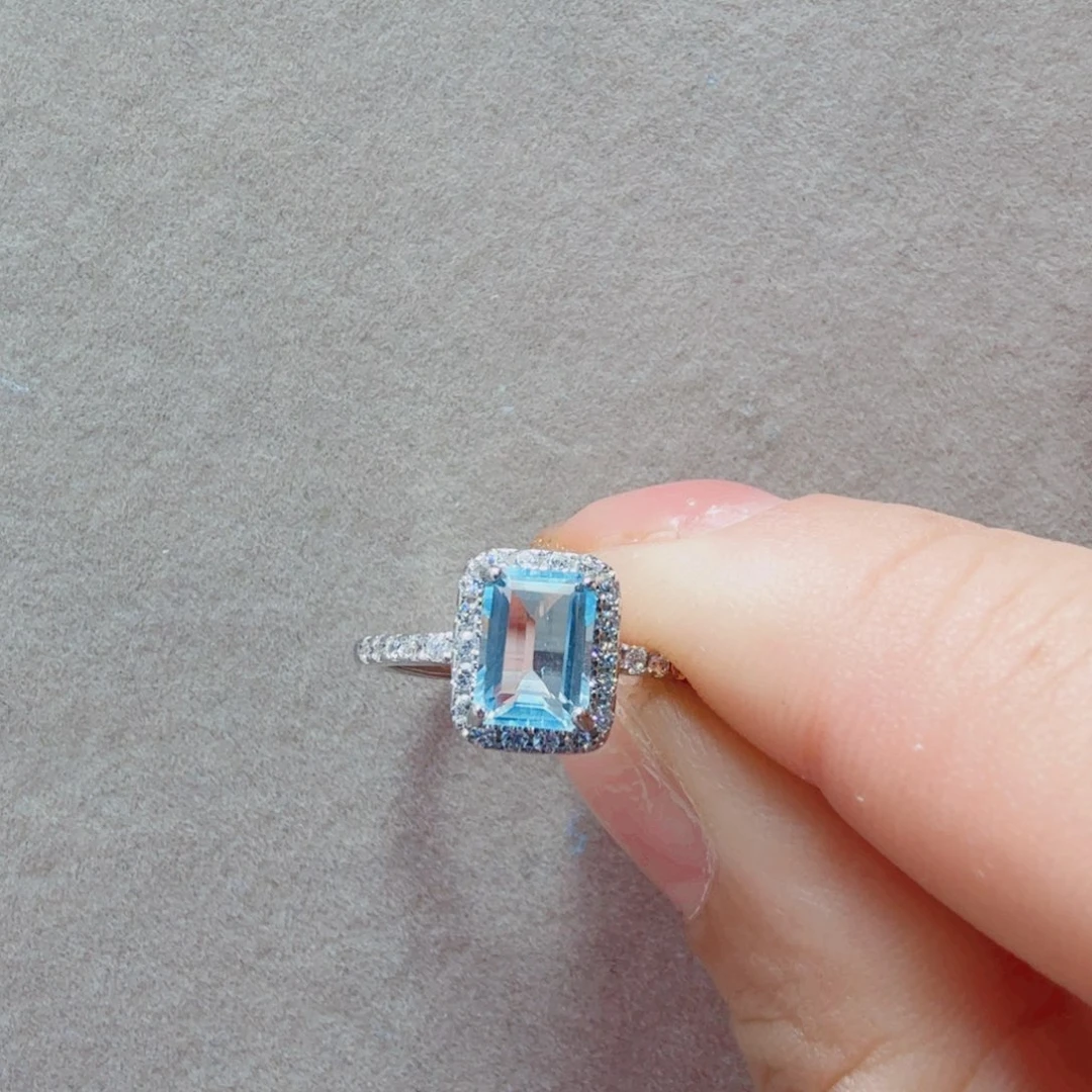 托帕石戒指银S925镶嵌