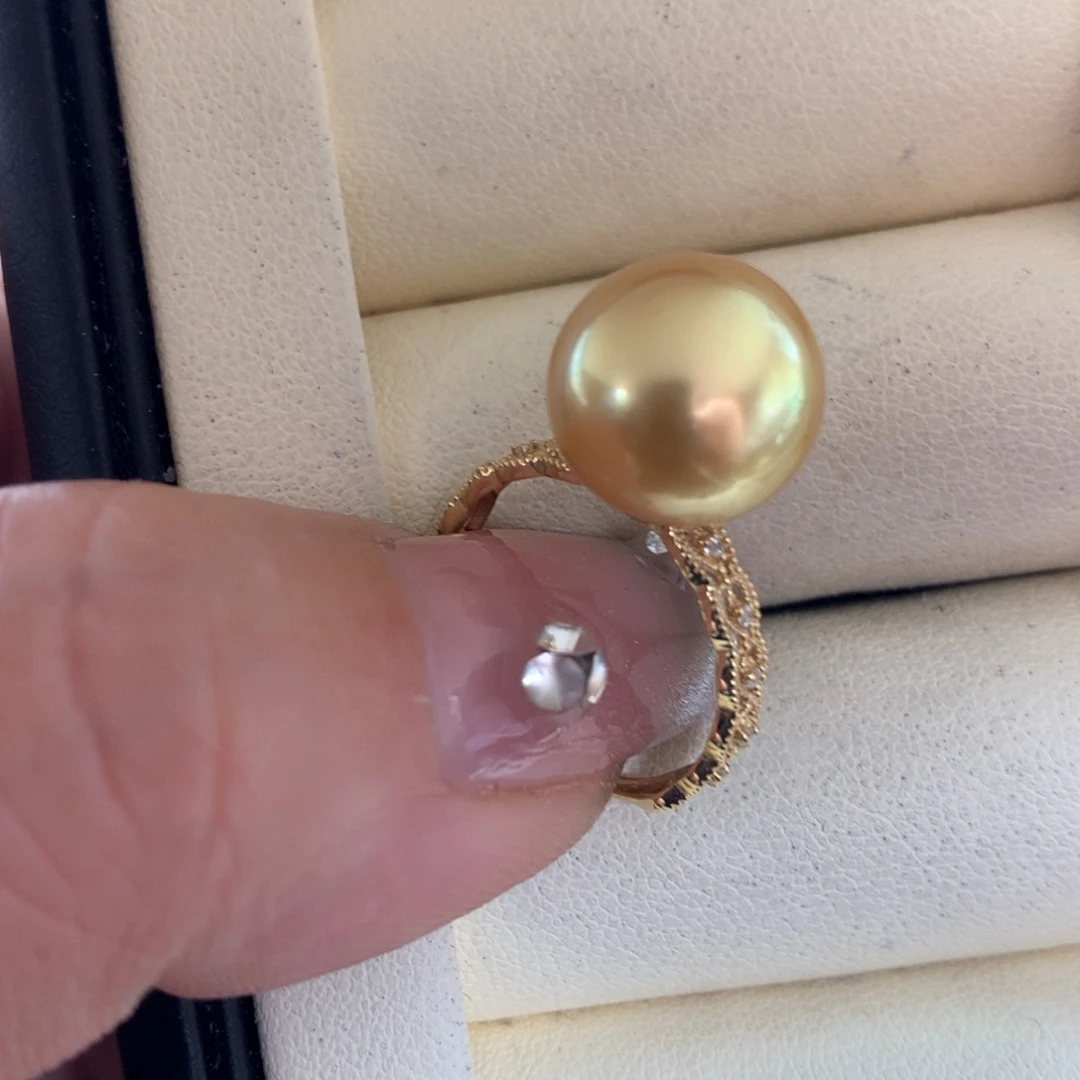 海水珍珠戒指18K金镶嵌