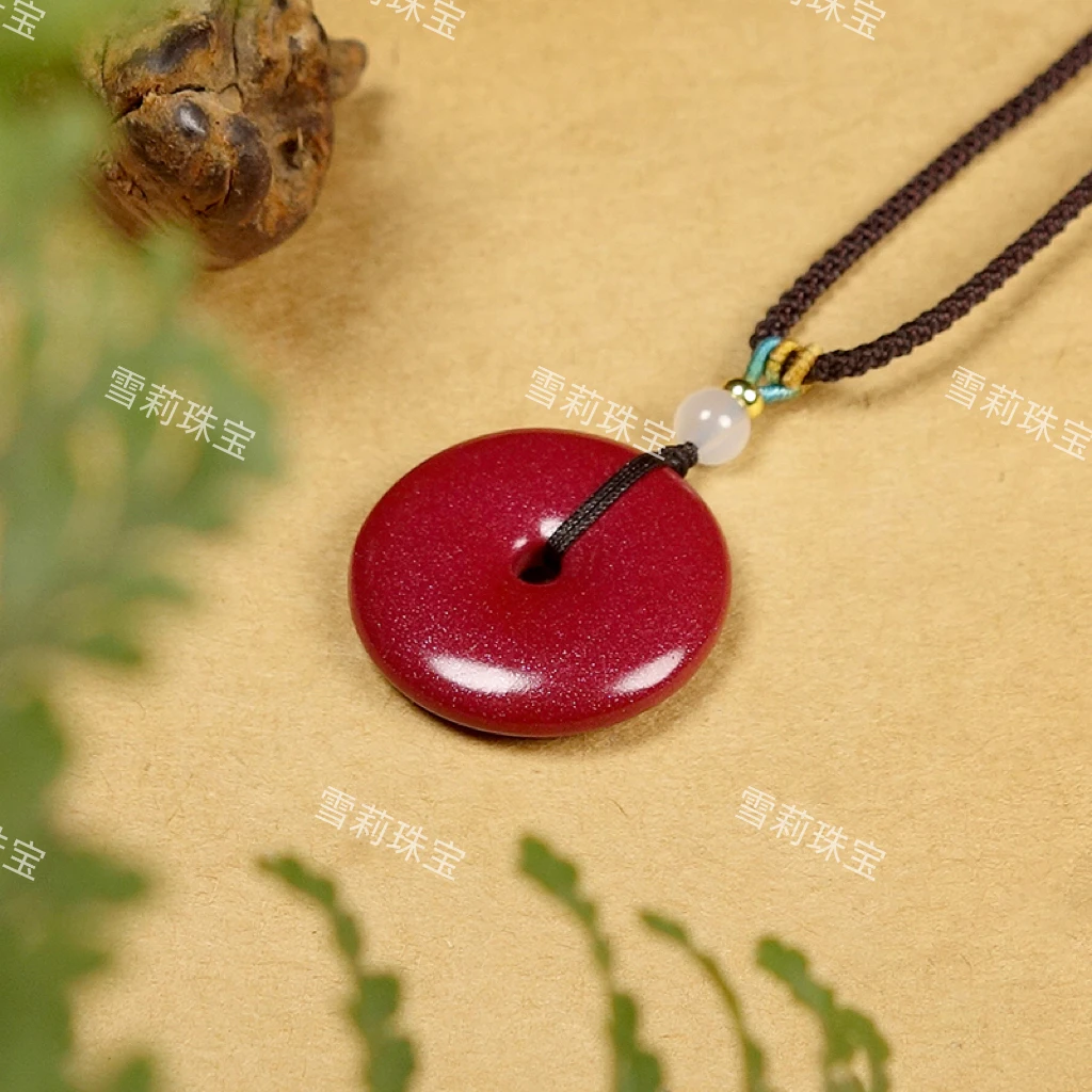 含辰砂工艺品【雪莉珠宝】朱砂紫金砂男女平安扣吊坠卡30