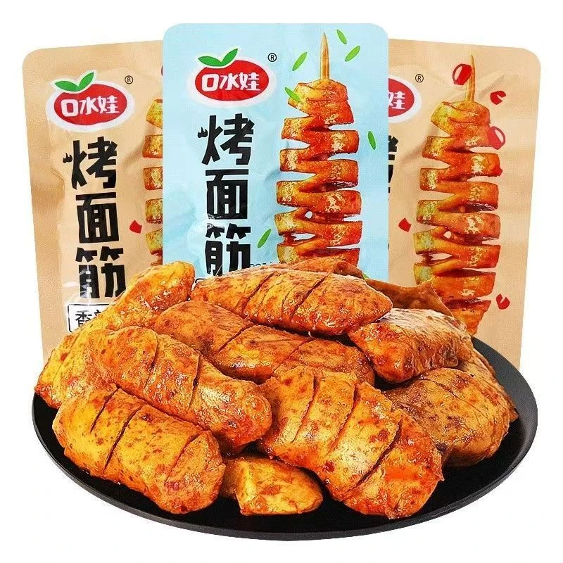 口水娃烤面筋手撕素肉即食豆干烧烤香辣味一根筋网红解馋小吃零食
