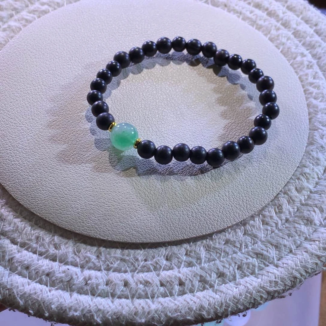 散珠翡翠天然缅a翡翠单珠手串