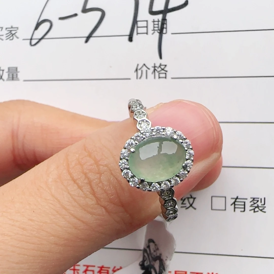 翡翠戒指银S925镶嵌戒指