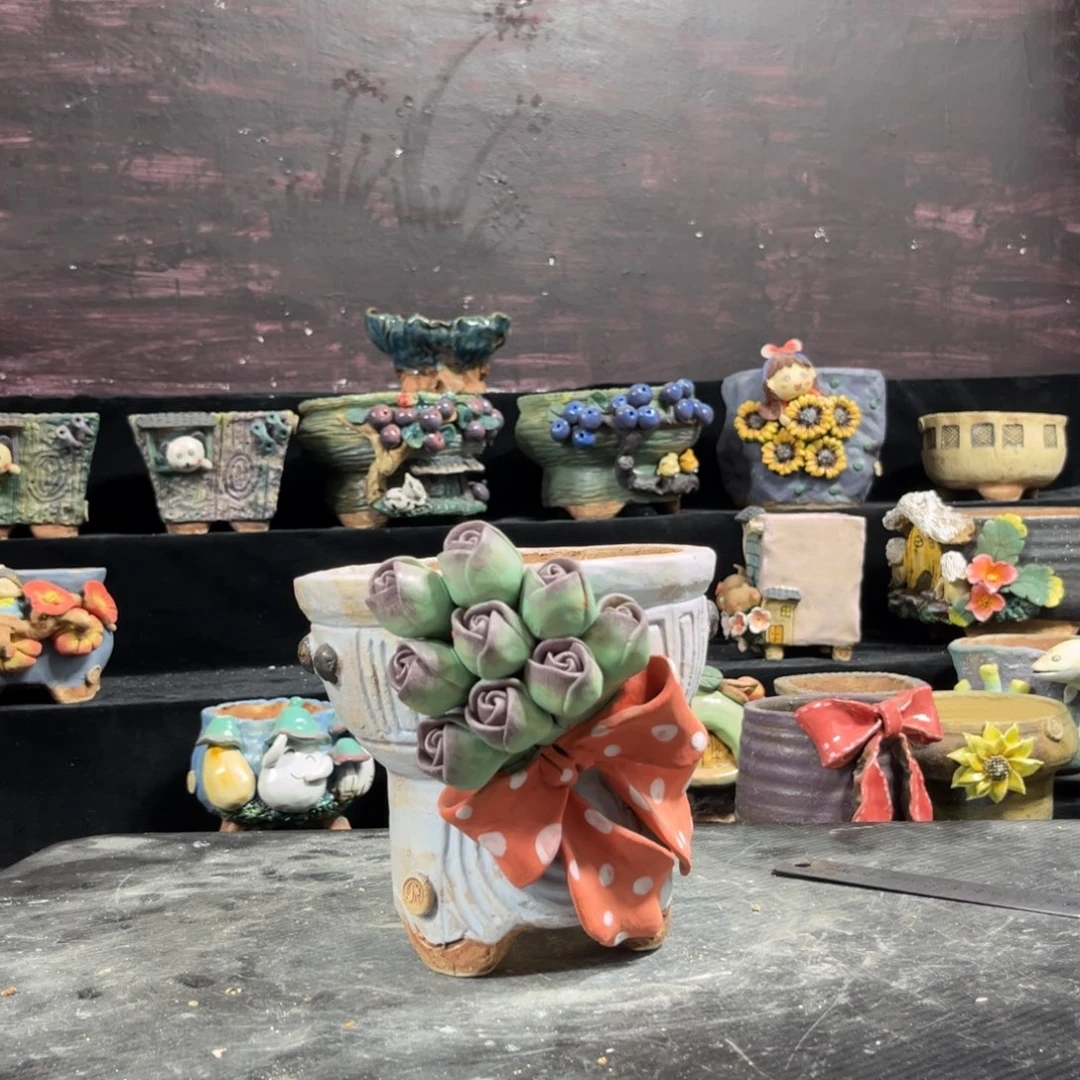 红陶张****?白狐花器多肉花盆