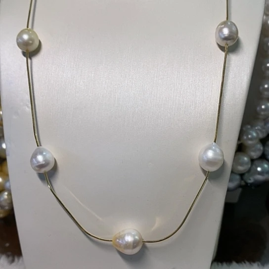 海水珍珠颈饰银S925镶嵌9-10