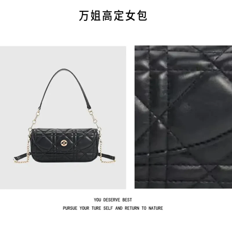 【万姐高定】当季新款轻奢时尚经典女士单肩手提斜跨包3629绣线黑