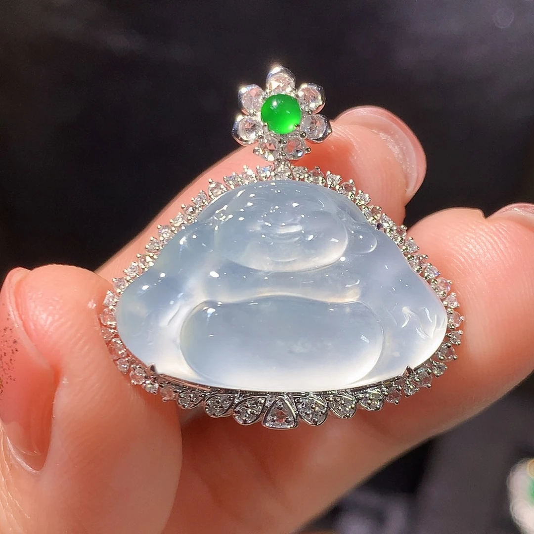 翡翠18K金镶嵌吊坠(不含链)