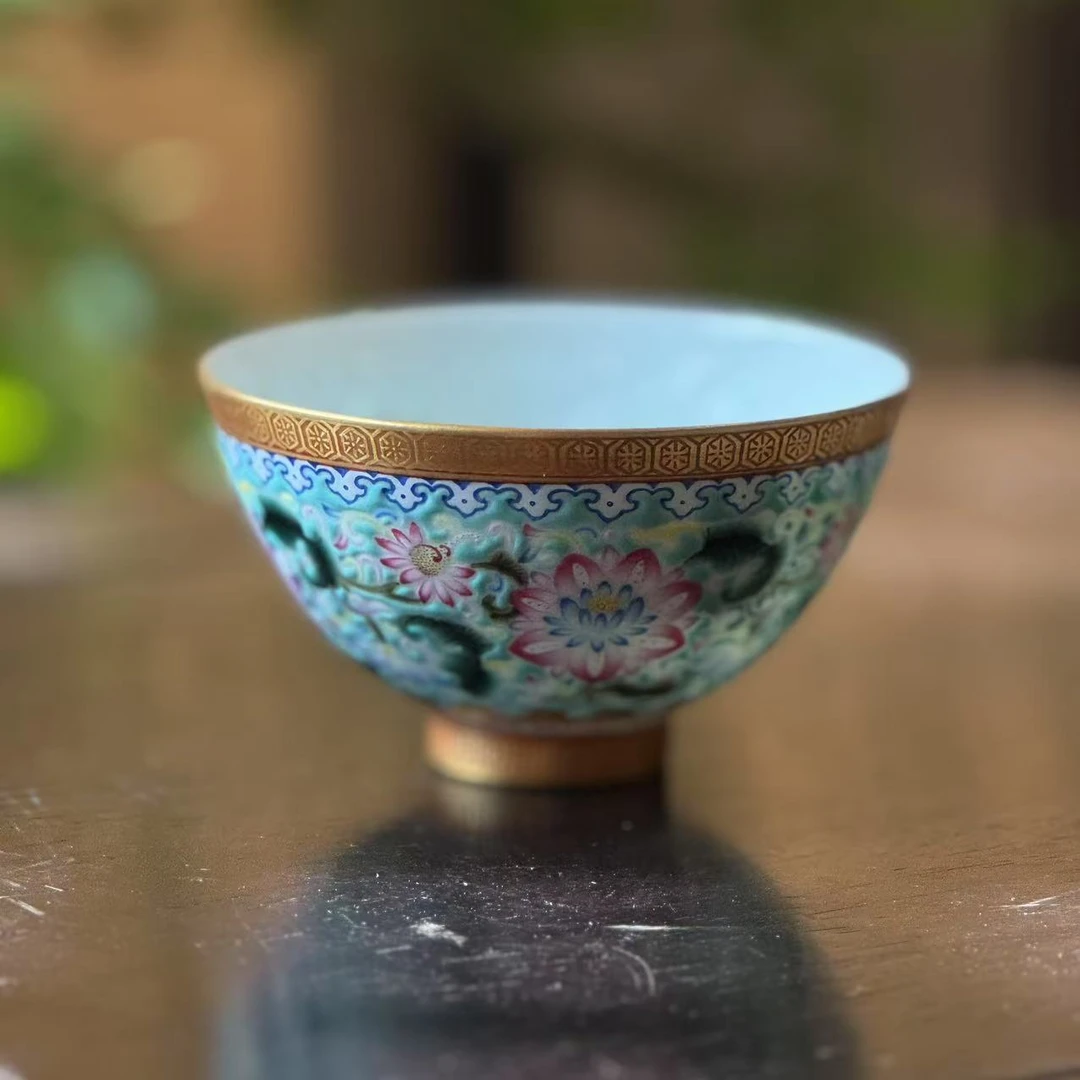 YZT-3648[学茶严选]绿地缠枝莲暗鸡心杯