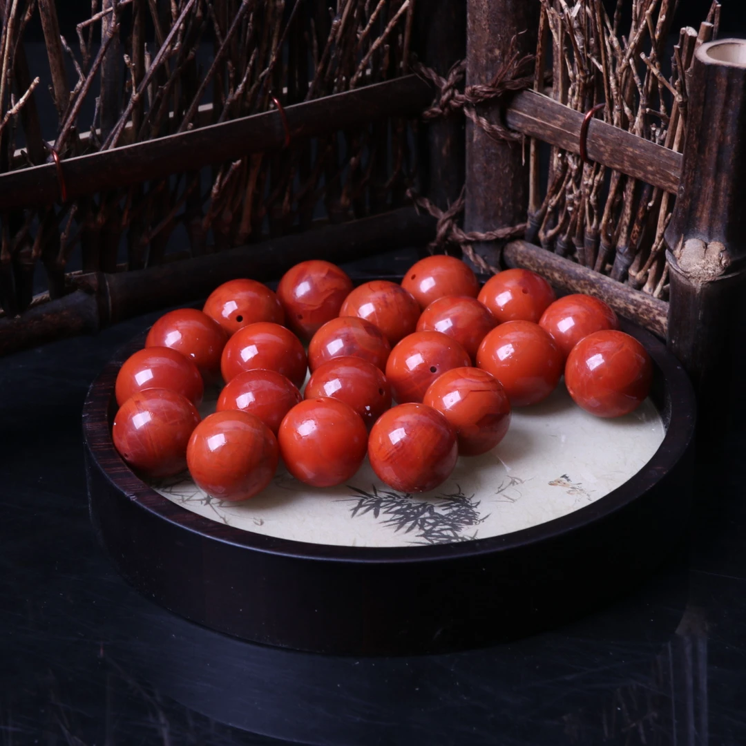 【蚂蚁珠宝】南红玛瑙16mm左右火焰圆珠配饰一个v445（多样性发其一）