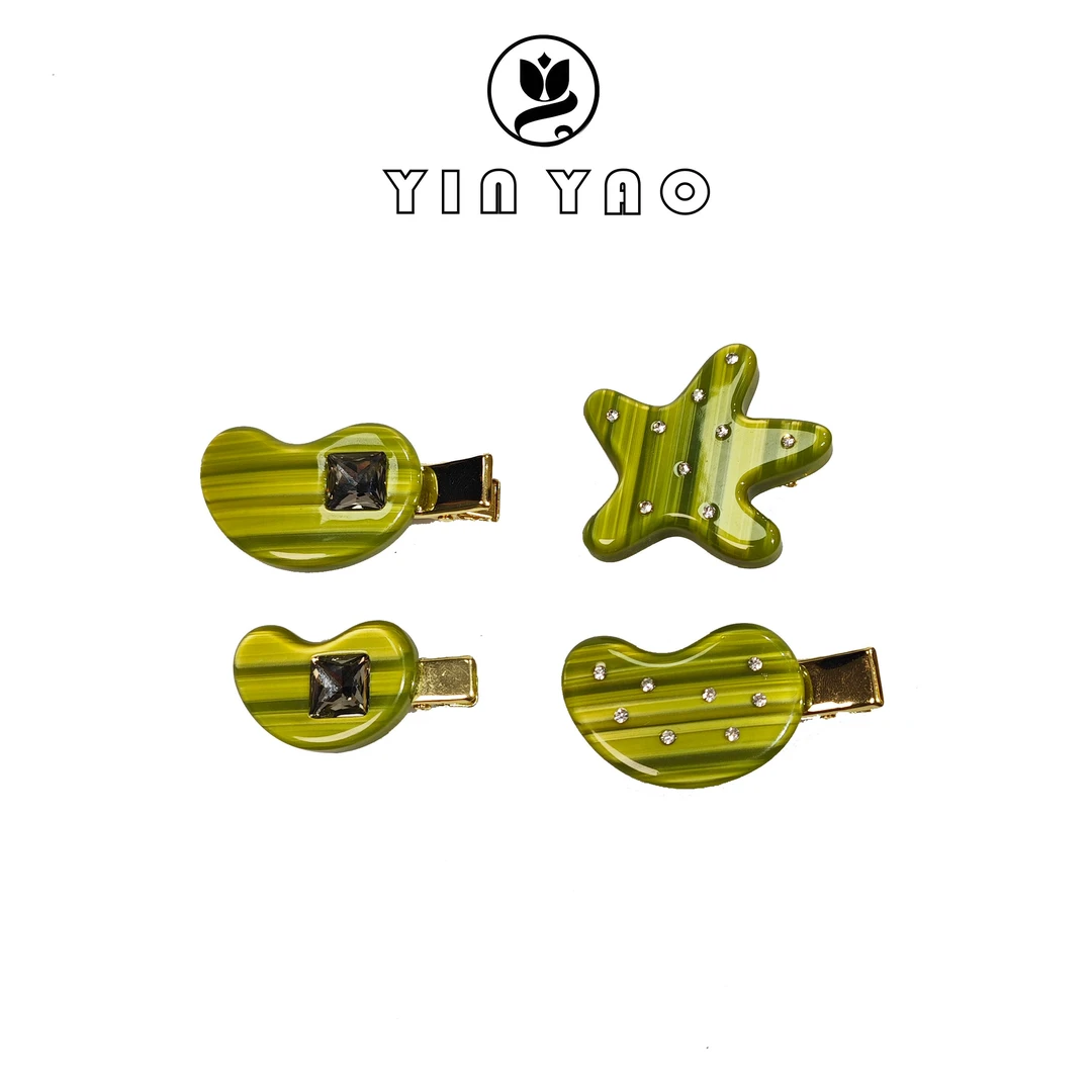 【YINYAO】原单宣传设计醋酸豌豆小发夹7191儿童网红可爱发卡简约