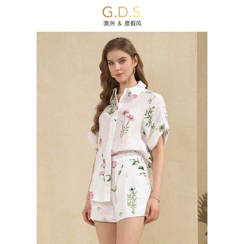 GDS·澳洲法式优雅V领高端白色上衣奢华大牌气质轻奢小众设计感亚