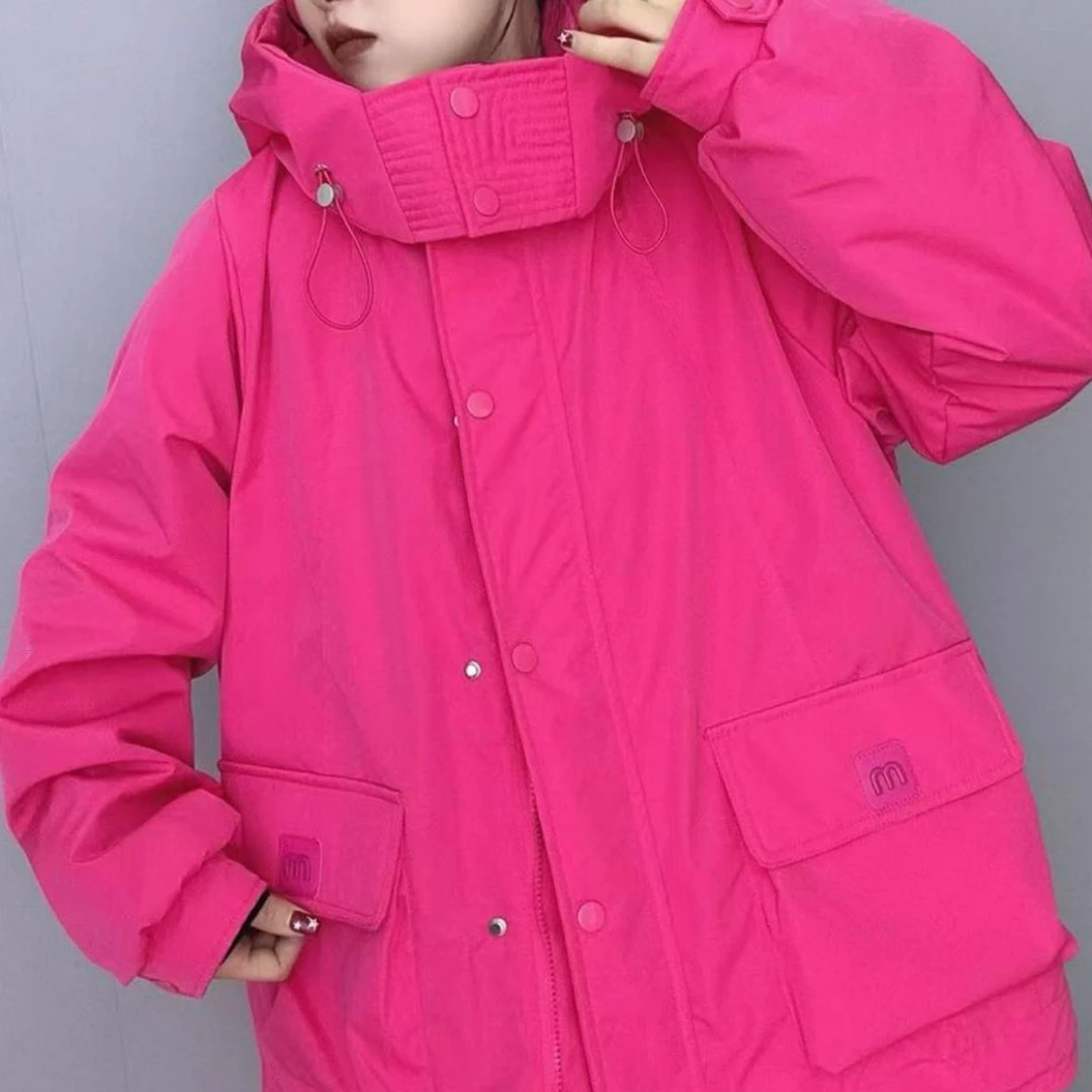 6698 欧货2025新款时尚夹棉薄棉服外套女韩版宽松短款二棉冲锋衣
