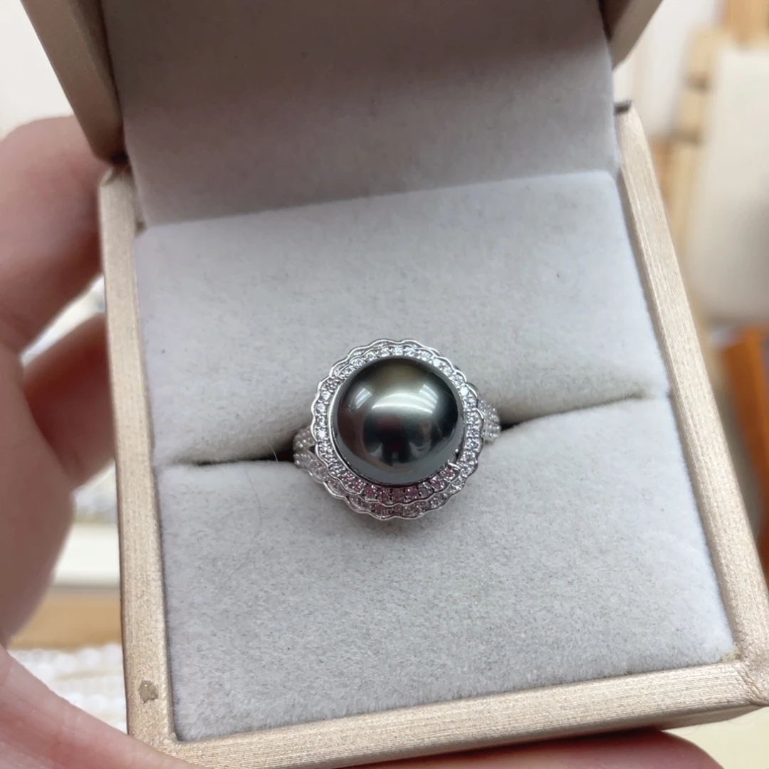 银S925镶嵌海水珍珠戒指Y63