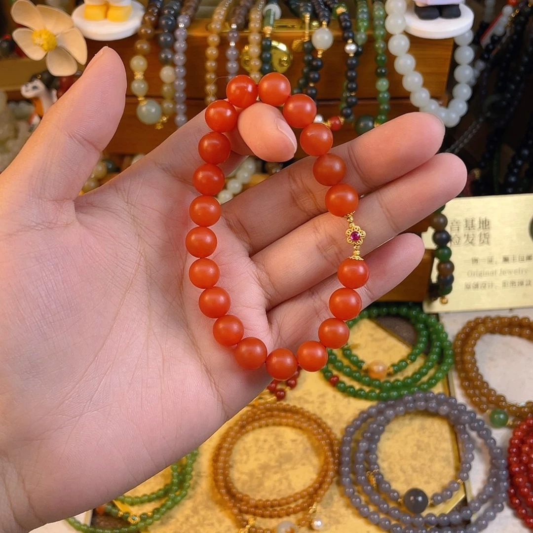 南红玛瑙单圈手串未镶嵌