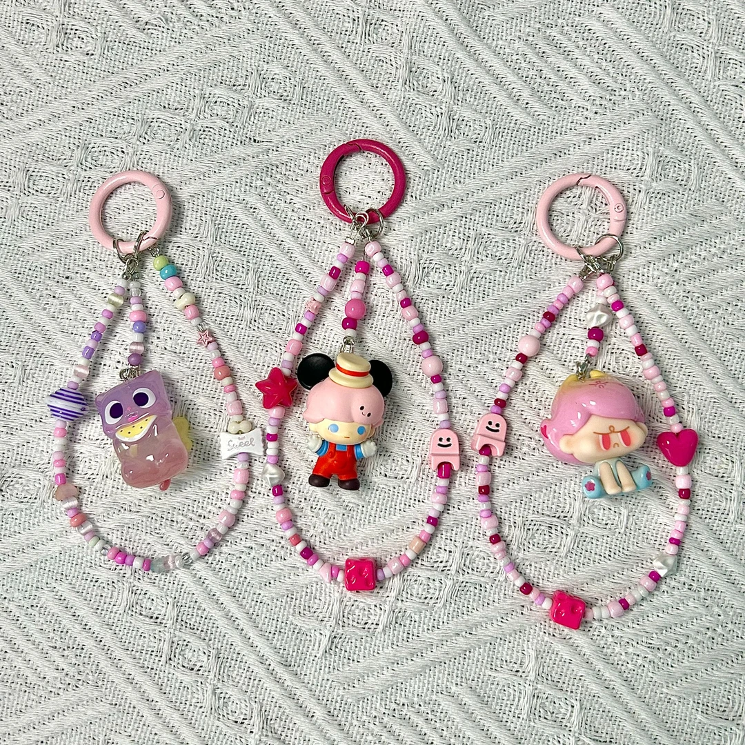[默认微瑕 } 纯手工diy制作原创带正版萌粒手机链创意ins