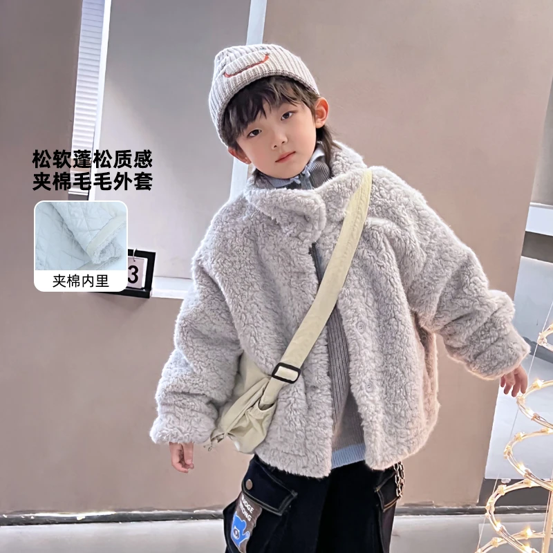 男童装毛毛外套加厚儿童加厚保暖韩系气质冬季中大童上衣411481O7