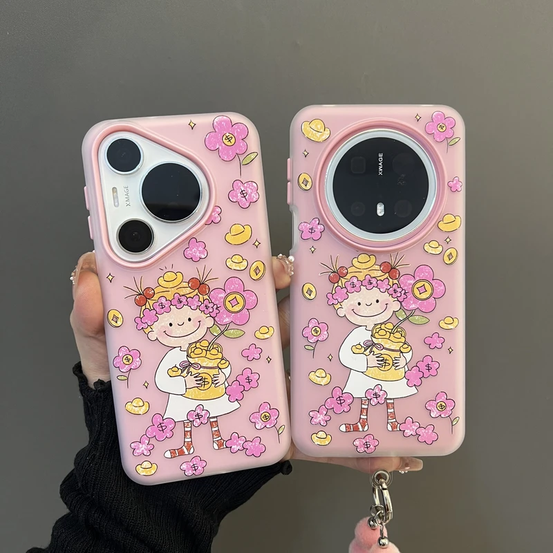 适用华为mate70/60pro+手机壳小清新花朵pura70pro粉色coco酱女孩