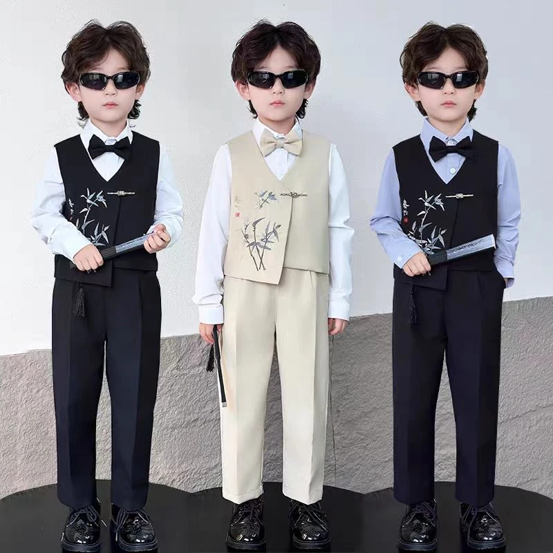 小男孩西装高级感礼服儿童主持人西装套装男童钢琴演出服男生西服