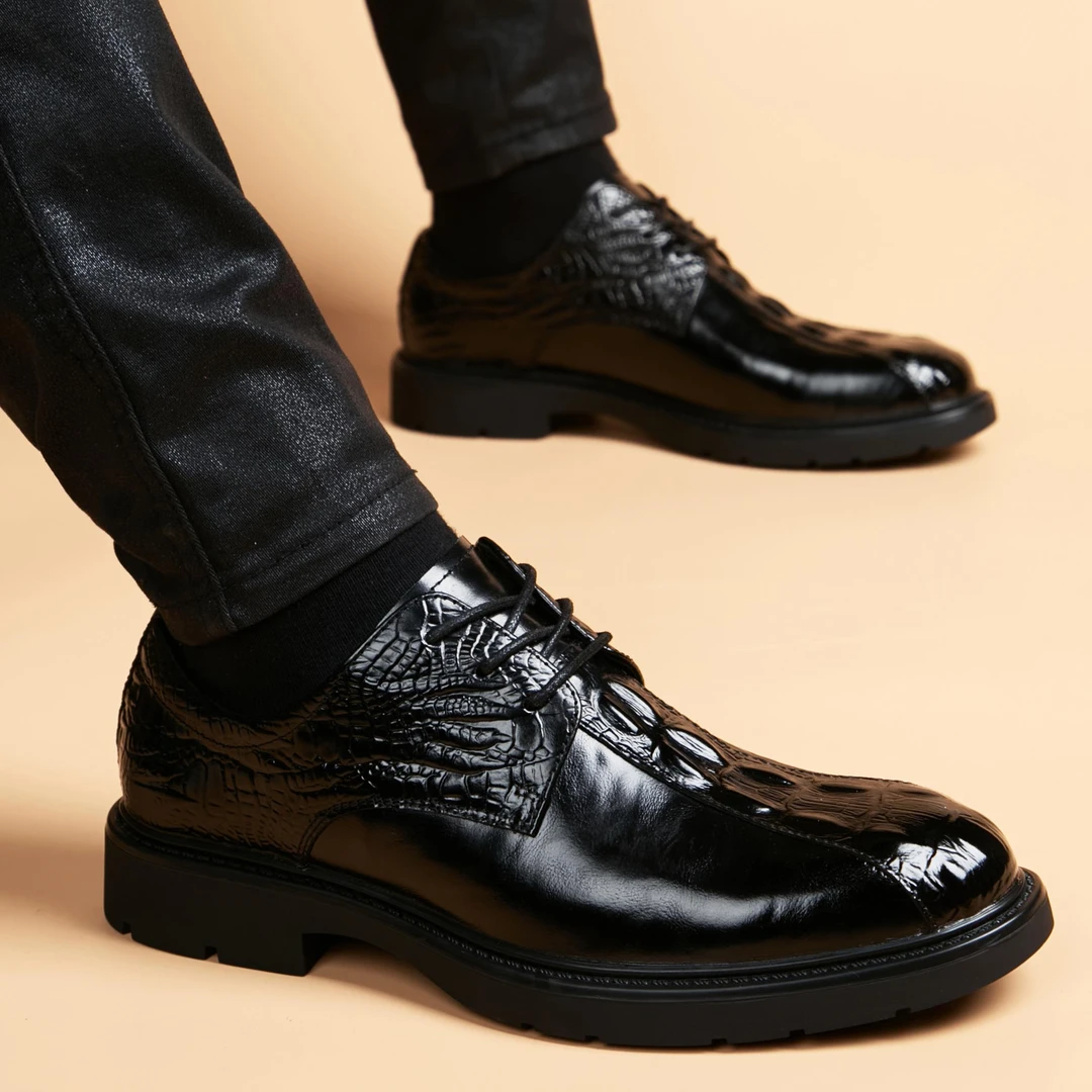 皮鞋男正装商务英伦风休闲结婚新郎鞋内增高头层时髦男士皮鞋帅气