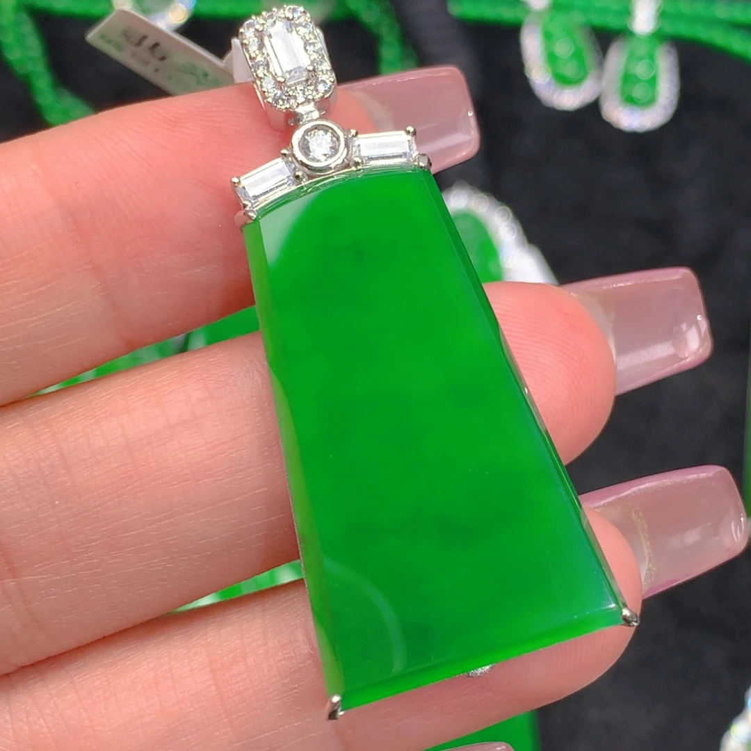 翡翠吊坠(不含链)银S925镶嵌