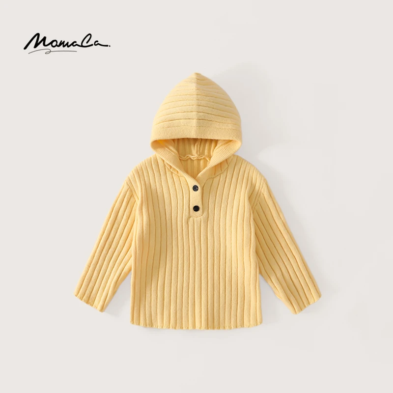 MOMOCO冬季新款儿童纯色连帽套头毛衣女童秋冬上衣75830231002