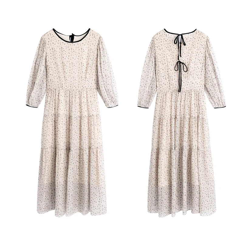 COO²N/莨丝集时尚百搭桑蚕丝泡泡袖连衣裙-D30LYQ50