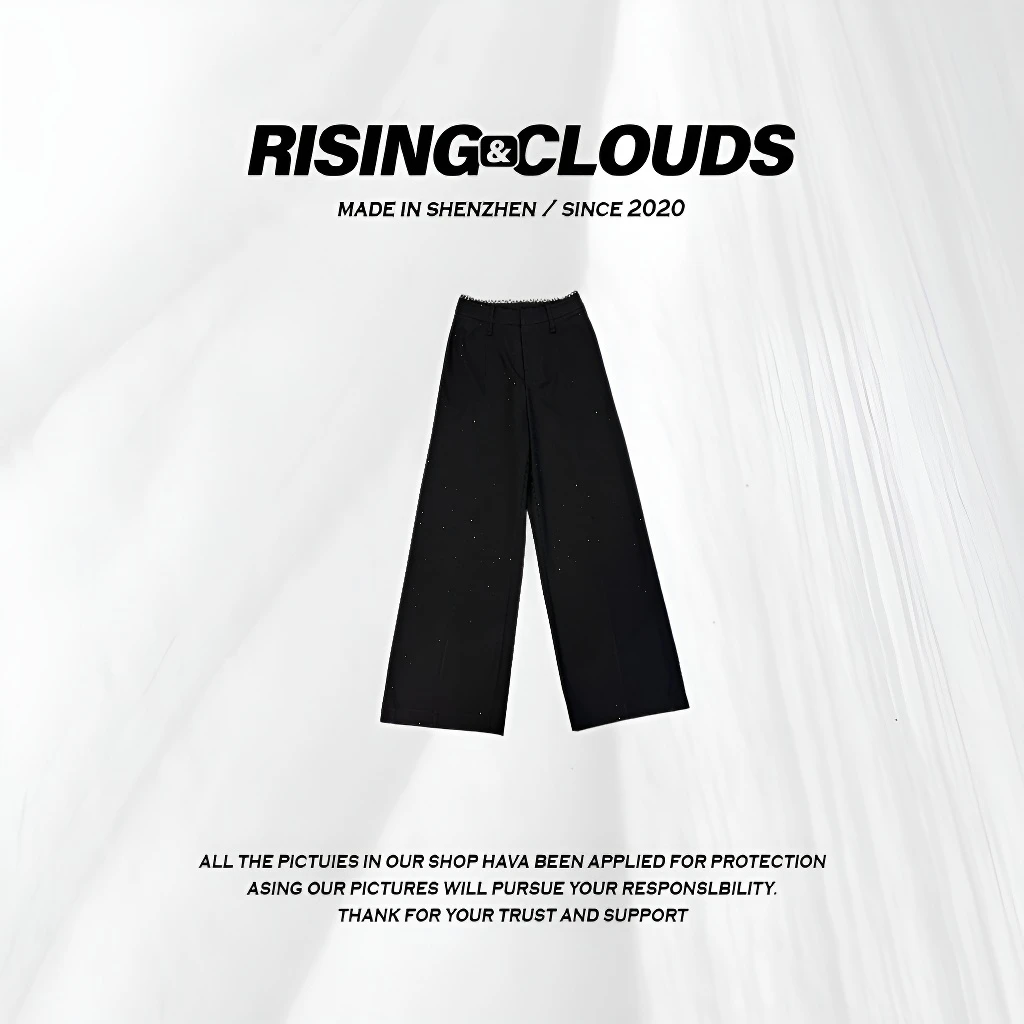RISING&CLOUDS【小云姐】舒适百搭时尚烫钻直筒裤120611