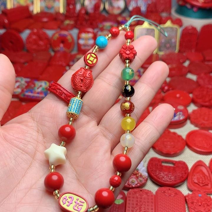 天然辰砂工艺品朱砂手机链