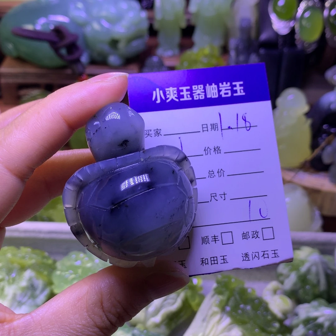 岫玉手把件未镶嵌炫*