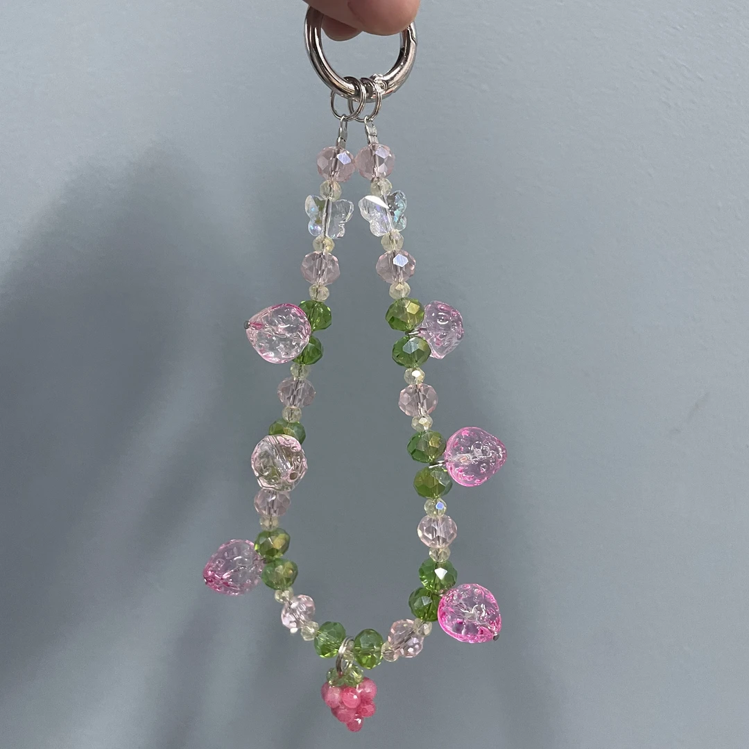 手腕款粉色草莓款手机链H275