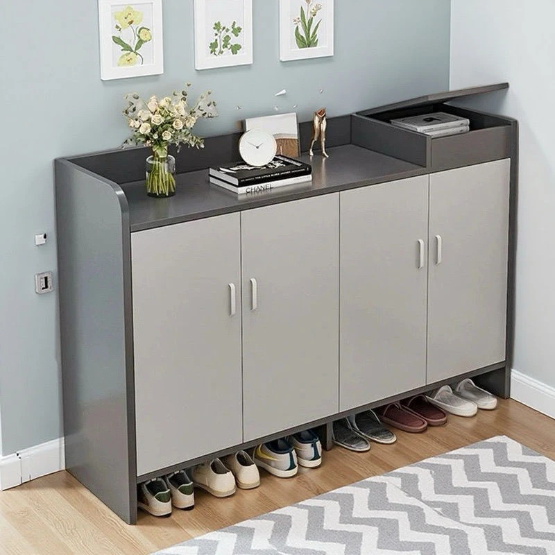 门口鞋柜楼道走廊防晒结实木柜加厚电梯门前简易大容量门厅新款新