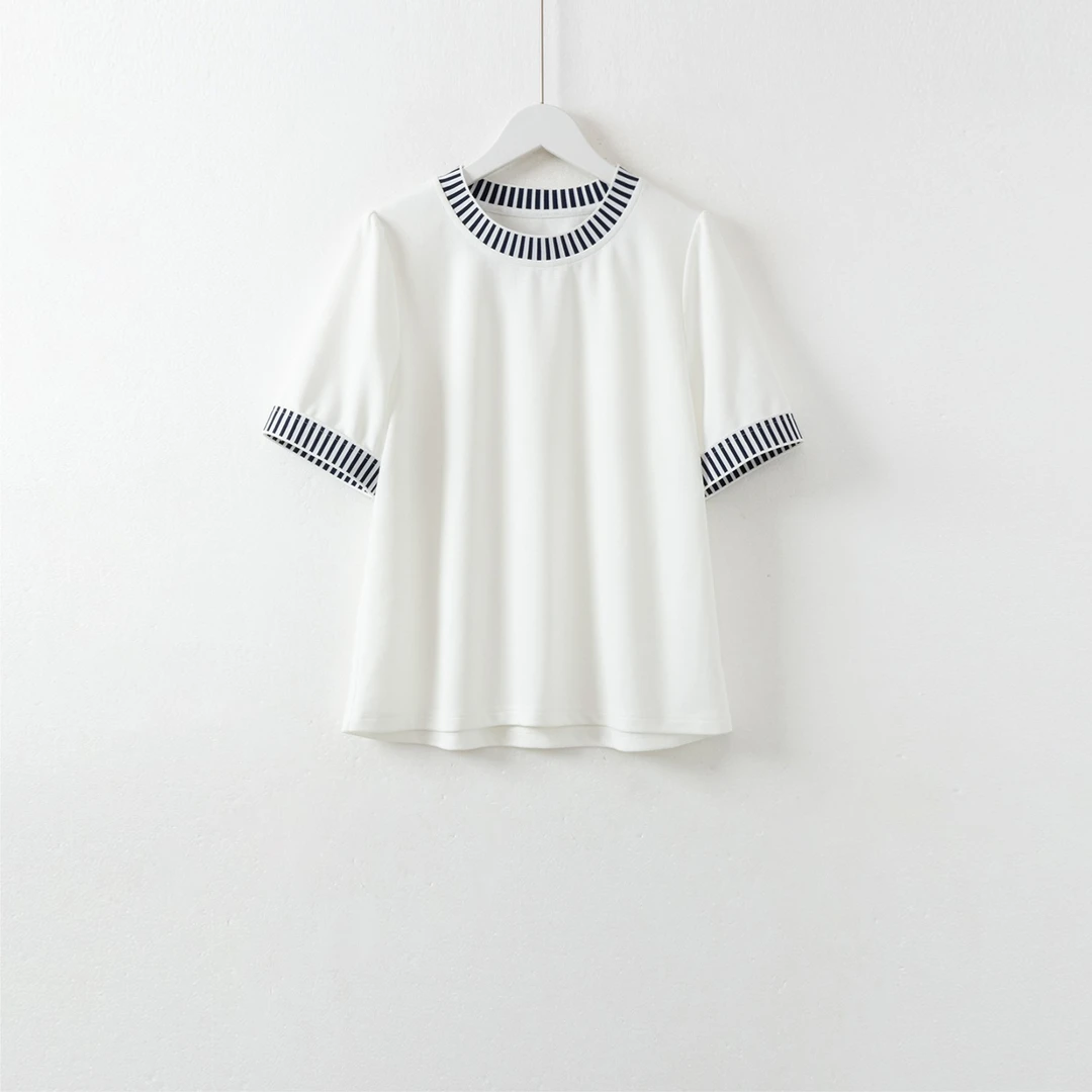 几里与麻【隐痕】百搭休闲拼接气质T恤 衣长55 胸围102 2022774