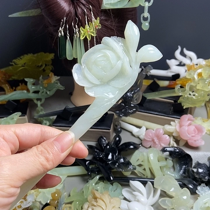 岫玉未镶嵌发簪发簪