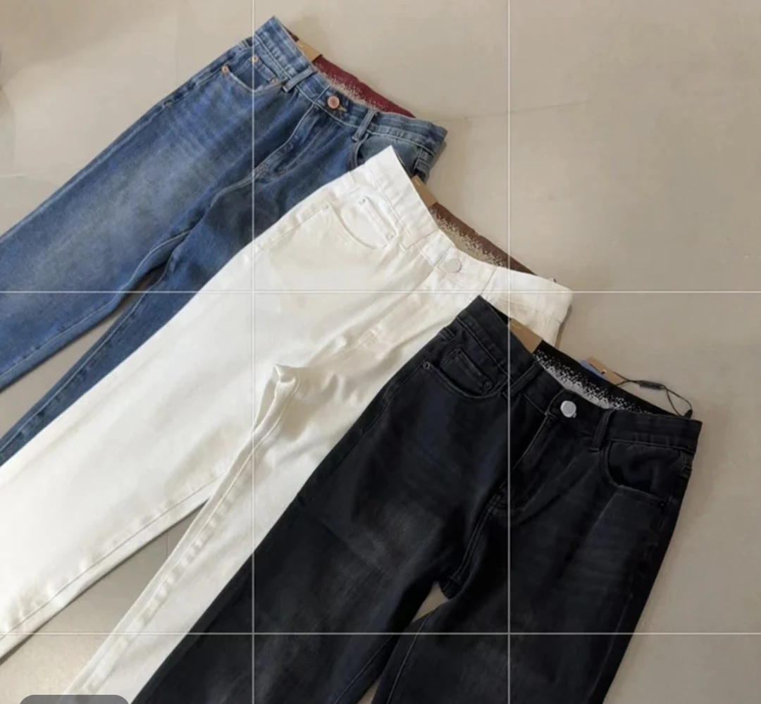JING2025春季新款999直筒牛仔裤修身显瘦女裤休闲百搭烟管九分裤
