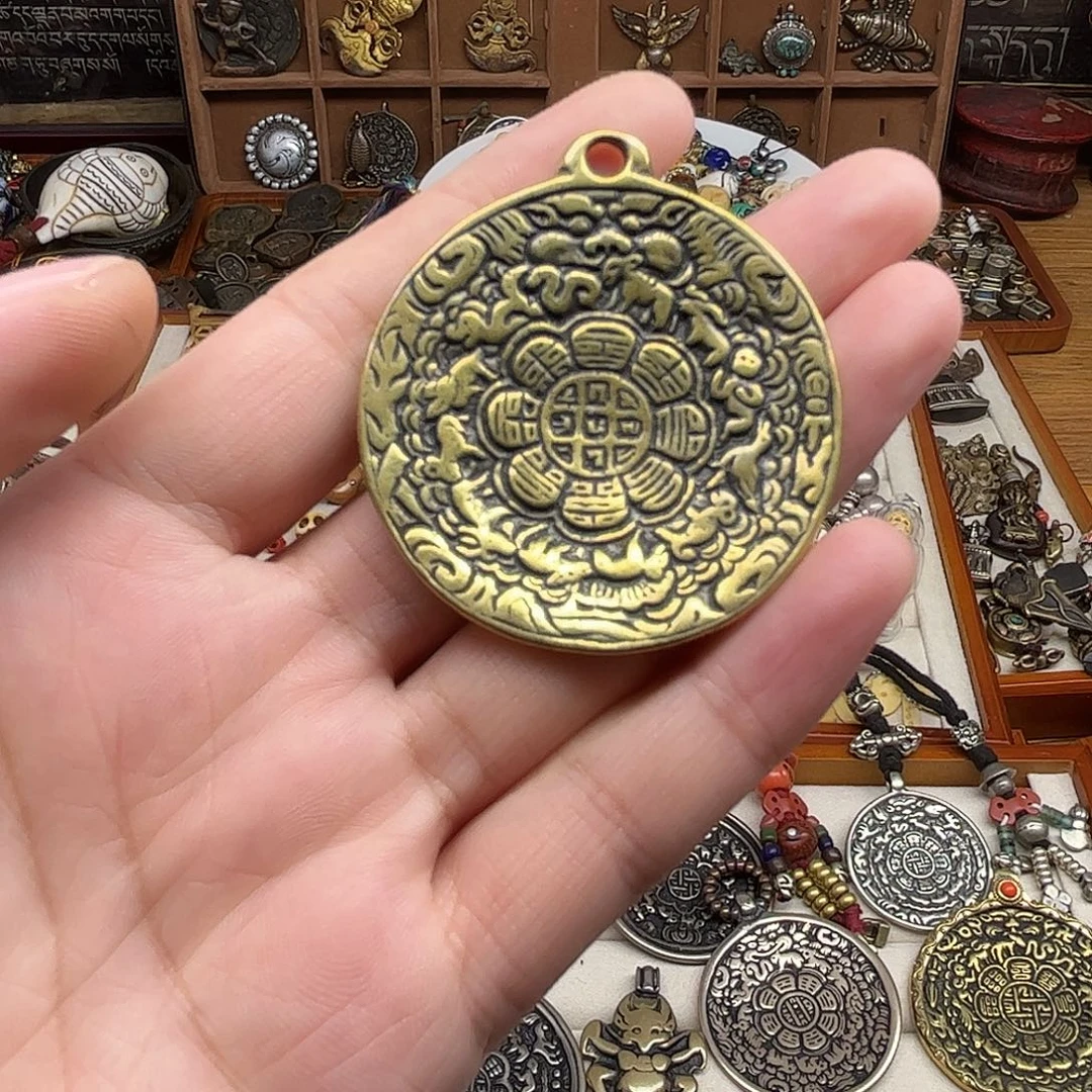 铜铁合金类藏地精美猪鼻九宫