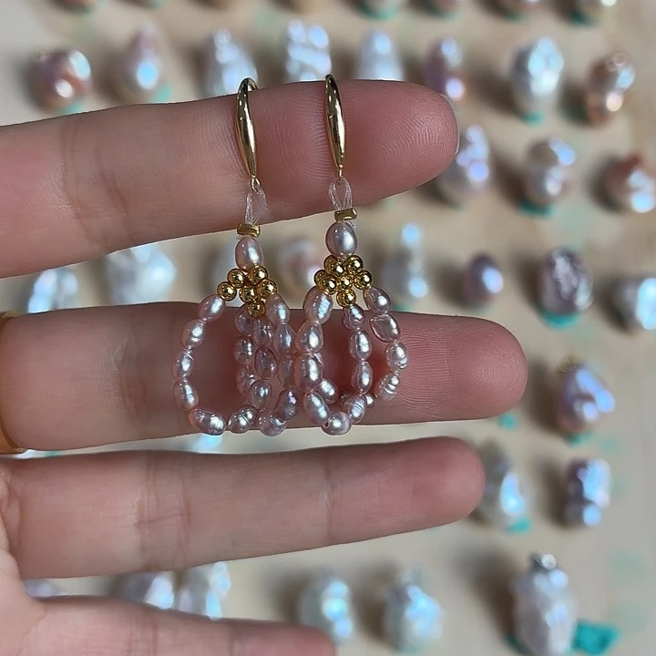 淡水珍珠耳饰银S925镶嵌