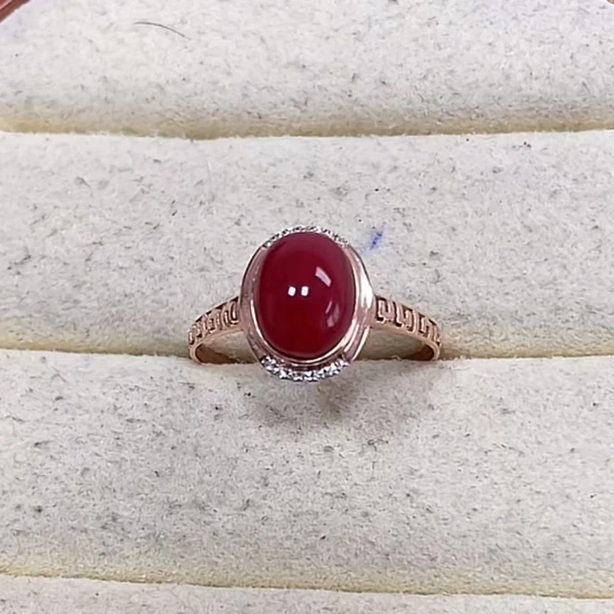 天然珊瑚日料阿卡牛血戒指