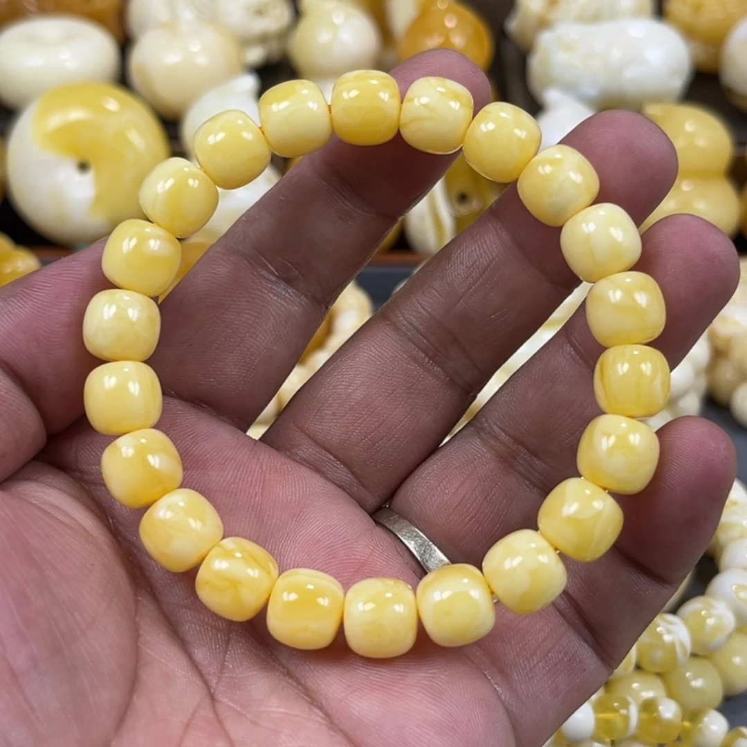 手串琥珀未镶嵌同料焦皮奶橘蜡老邢手串10mm