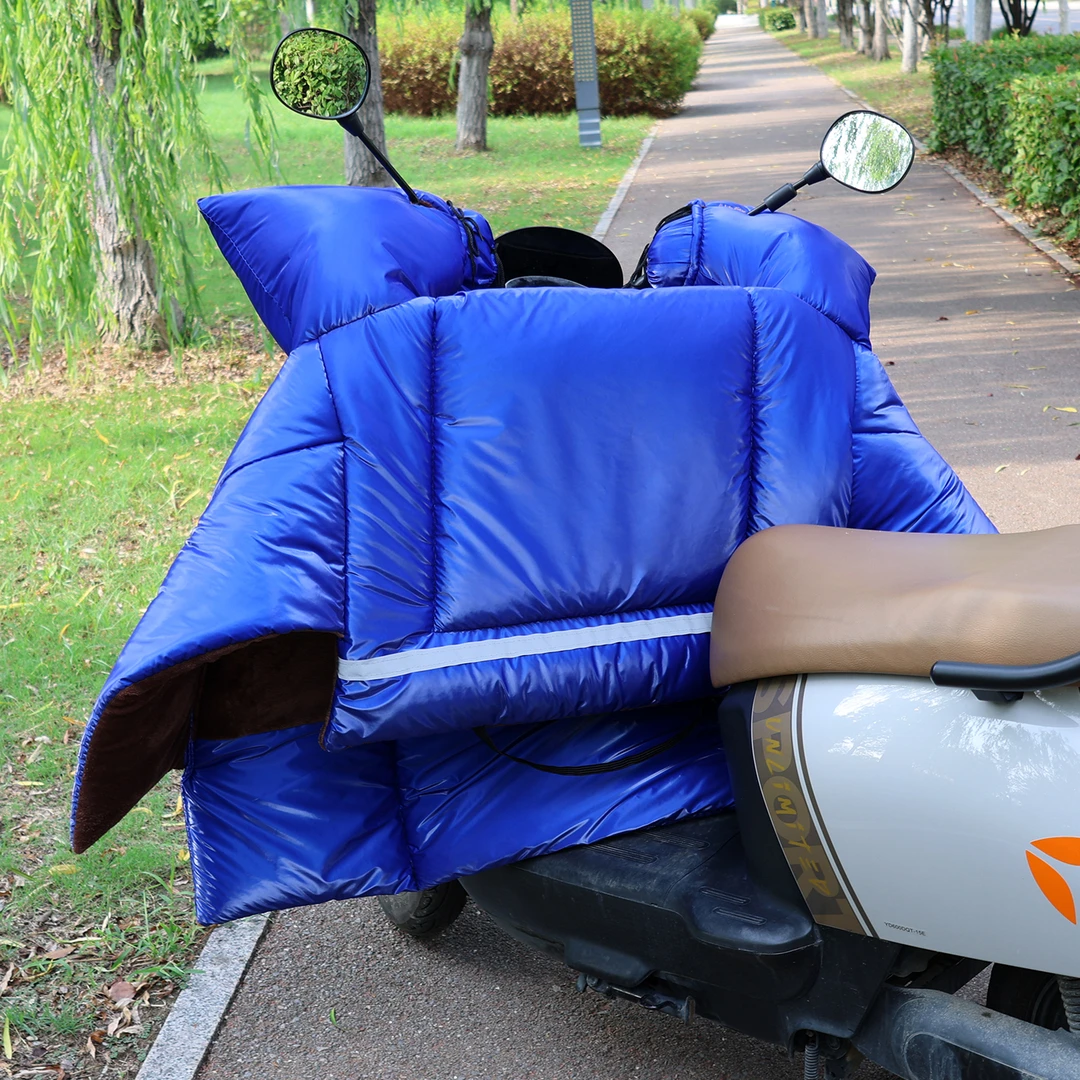 冬季电动车挡风被加绒加厚加大防水防寒防风罩四季通用鲨鱼皮保暖