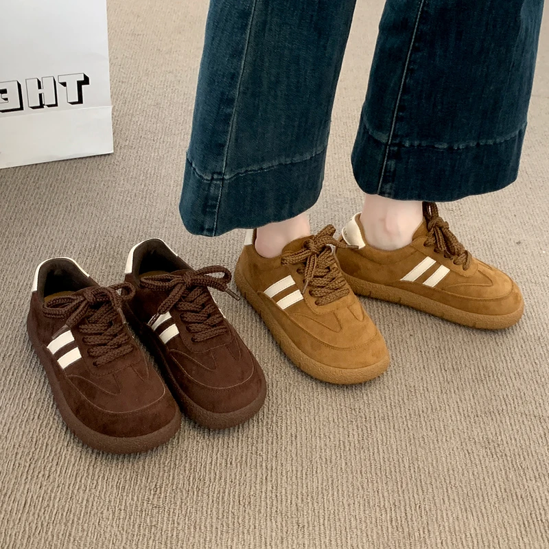 大头德训鞋女2025年秋季新款休闲百搭厚底复古面包鞋轻便运动板鞋