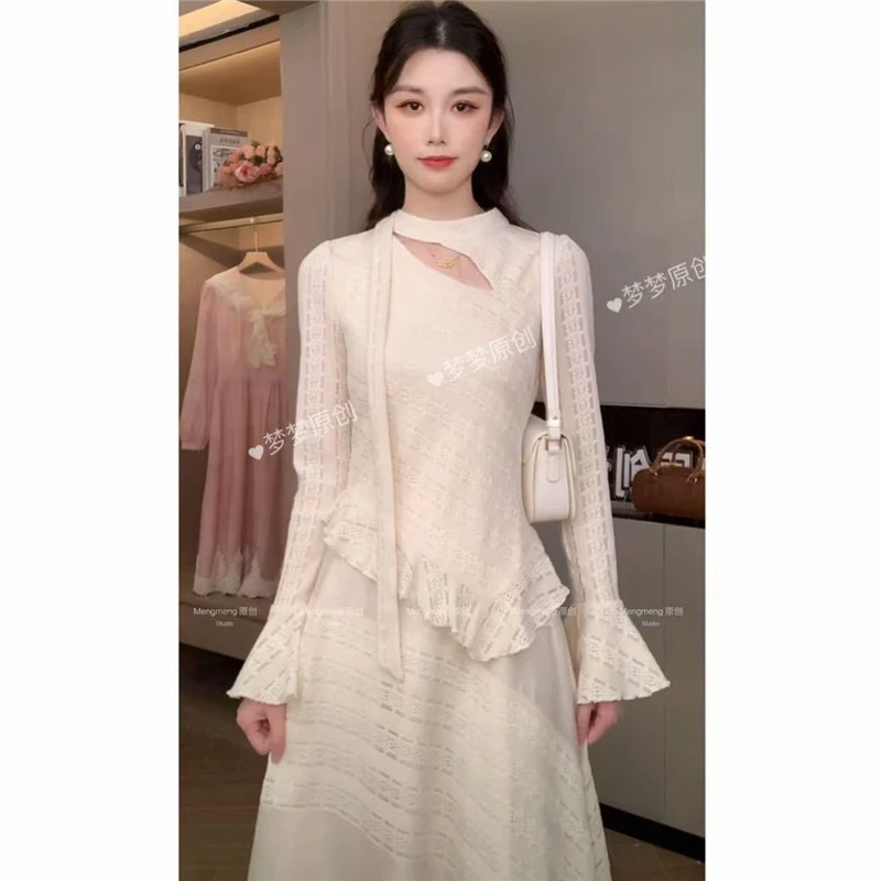 林风轻纱 秋季显瘦温柔气质时尚针织套装