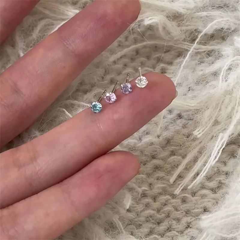 铜合金耳饰 超闪彩色迷你锆石耳钉养耳洞耳骨钉睡觉免摘8204