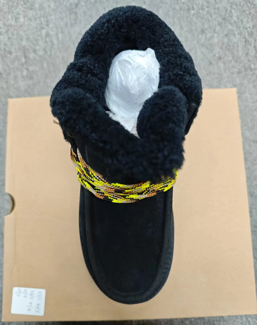 新款（U家黄色系带雪地靴）短筒冬季保暖时尚雪地靴棉鞋大棉休闲