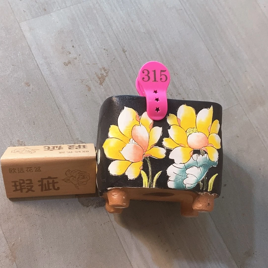 紫砂花盆红陶手绘花盆