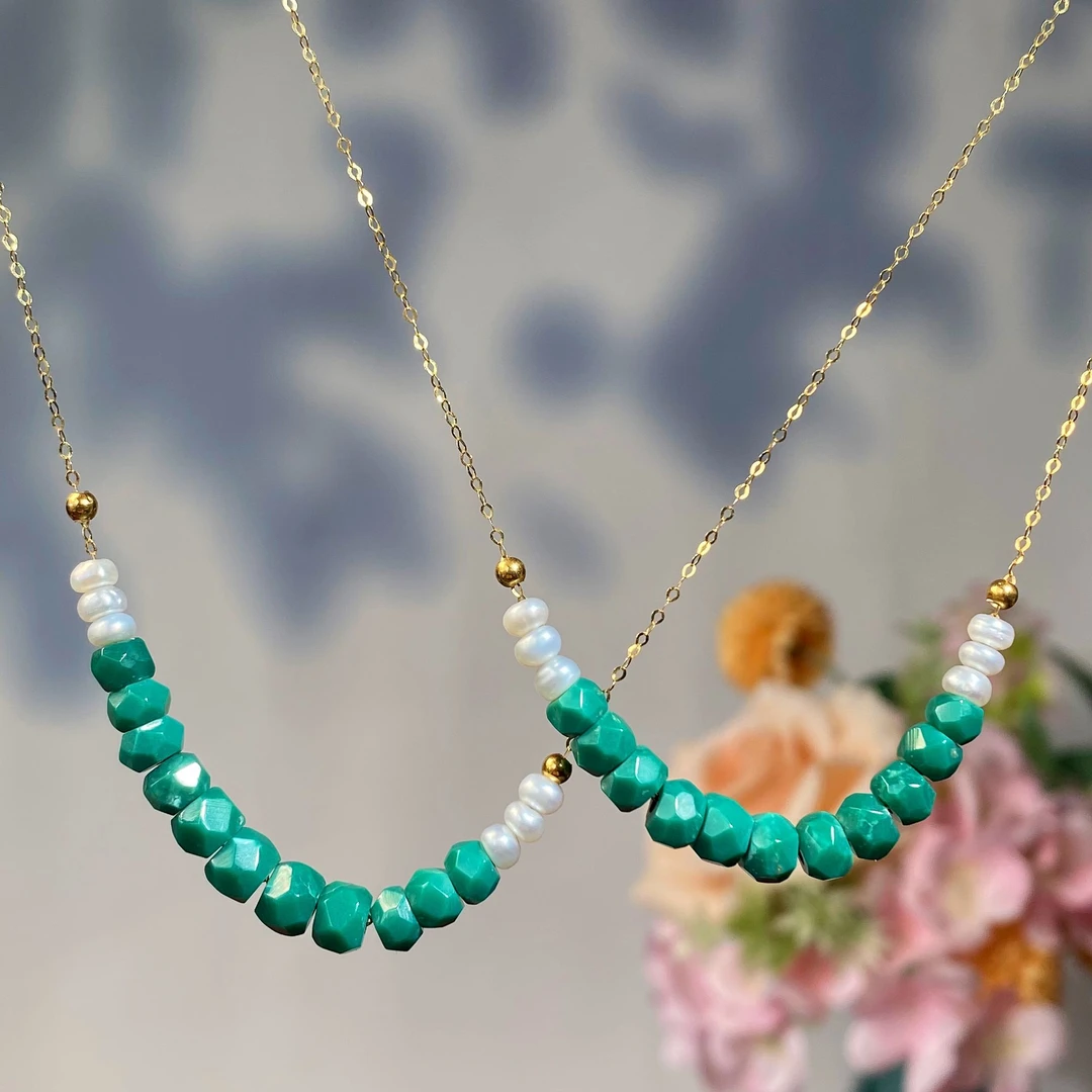 多色多样性随机发一件绿松石项链青渊晨雾般清透瓷感衬锁骨百搭