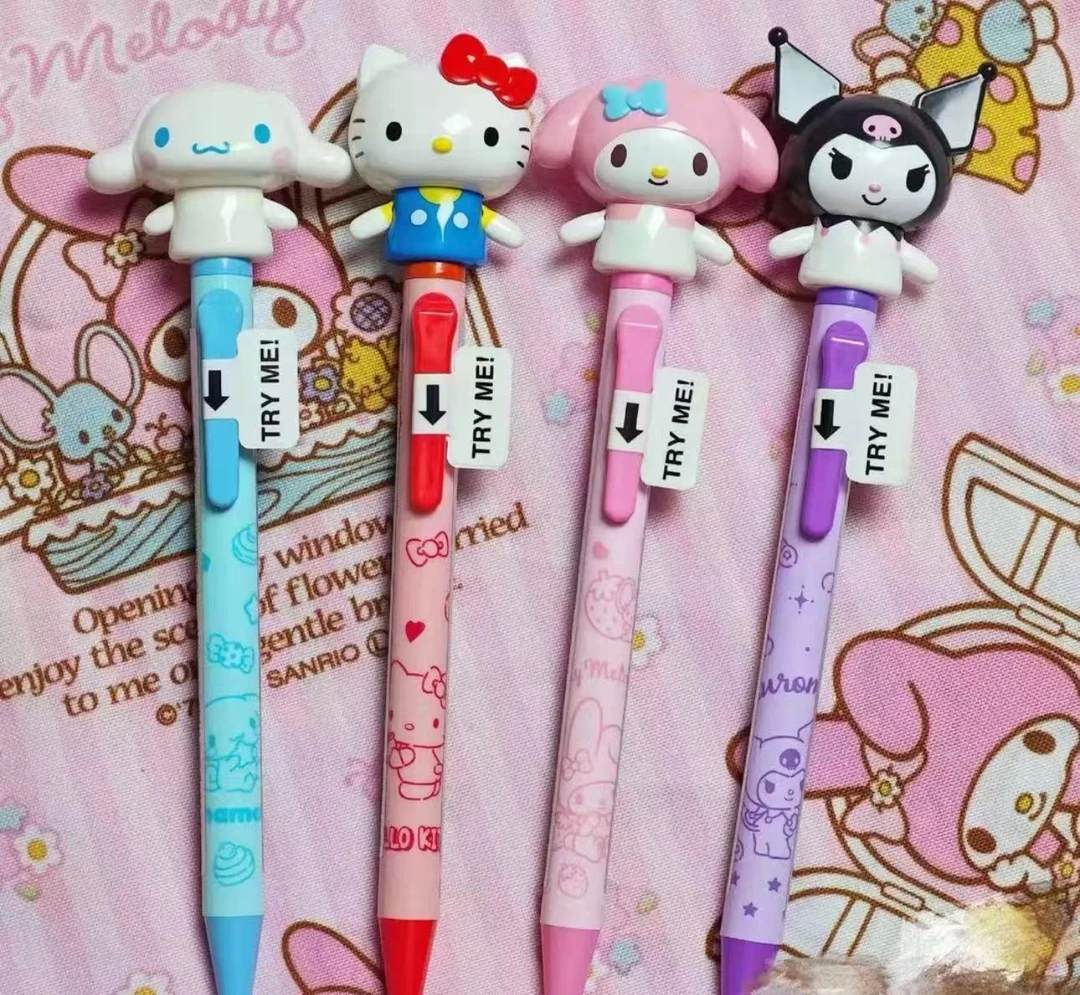 KT猫美乐蒂库洛米玉桂狗玩偶手臂可动圆珠笔卡通笔送礼物