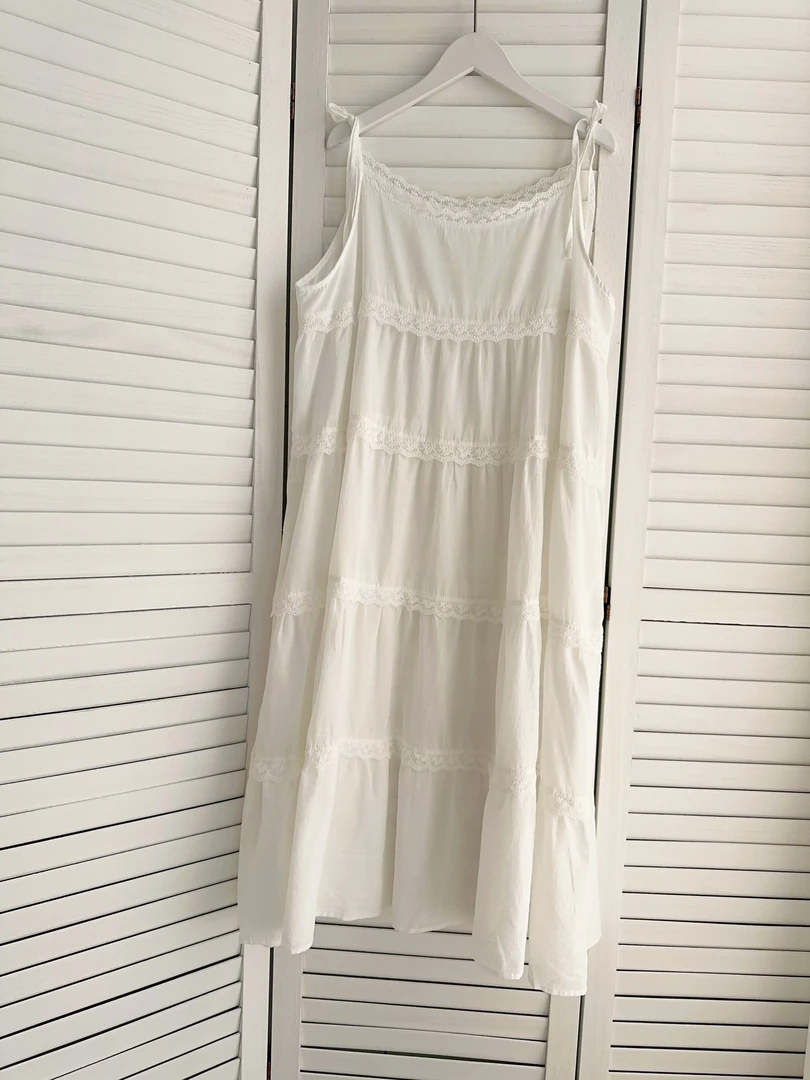可衣-【半夏】森系新款三层花边吊带背心裙中长款甜美少女度假