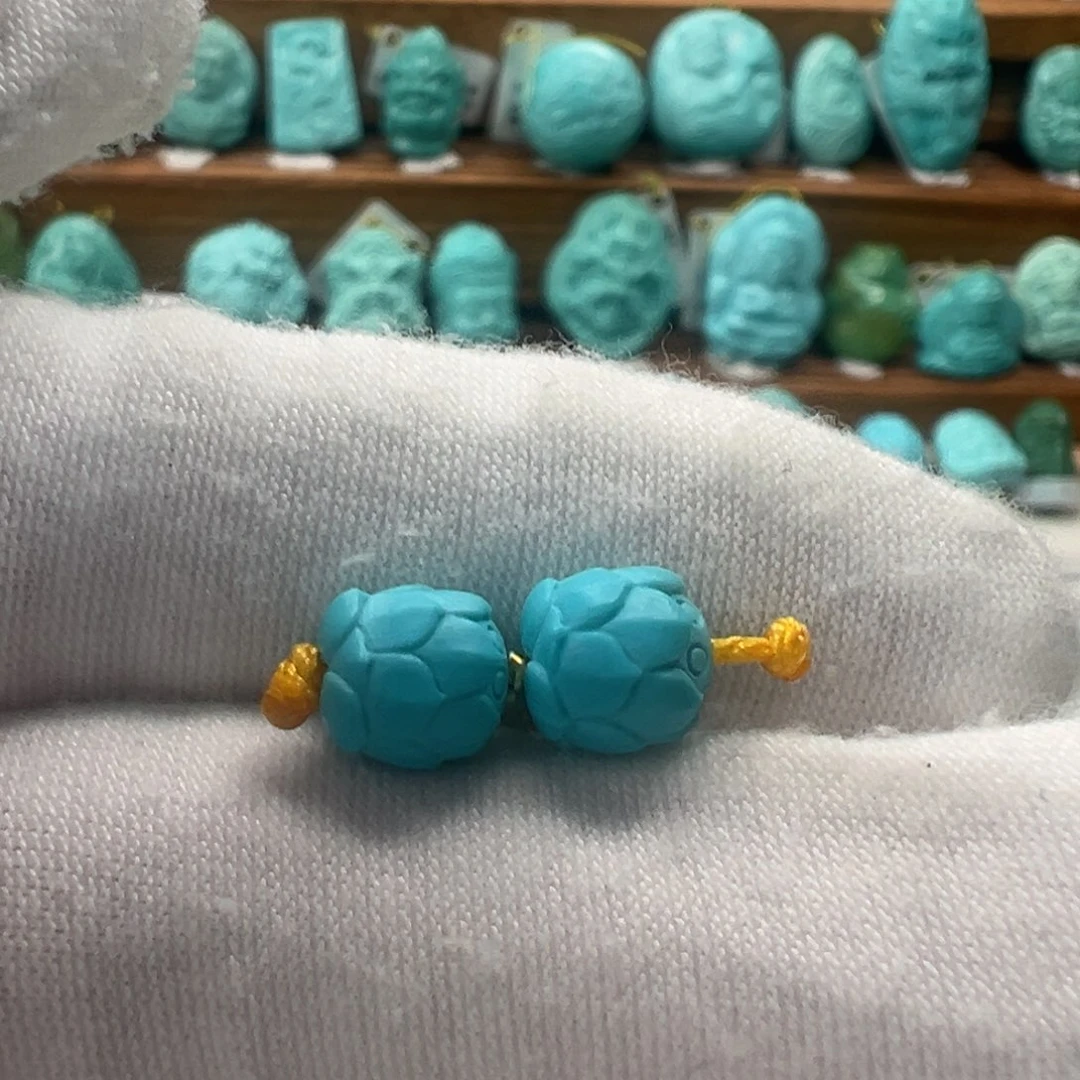 绿松石未镶嵌莲花珠7.3mm
